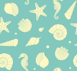 Wandcirkels Zee patronen Naadloos patroon met zeeleven illustraties  © Katsiar