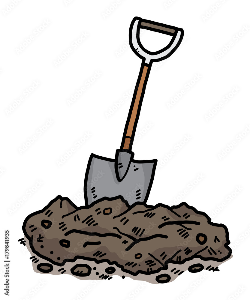 soil and shovel / cartoon vector and illustration, hand drawn style
