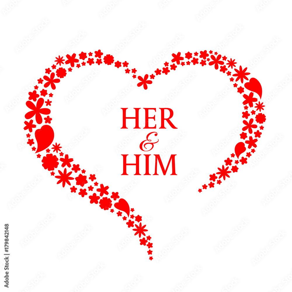 Red heart frame sign with flowers blossom for valentine's day or wedding vector design Red heart frame sign with flowers blossom for valentine's day or wedding vector design