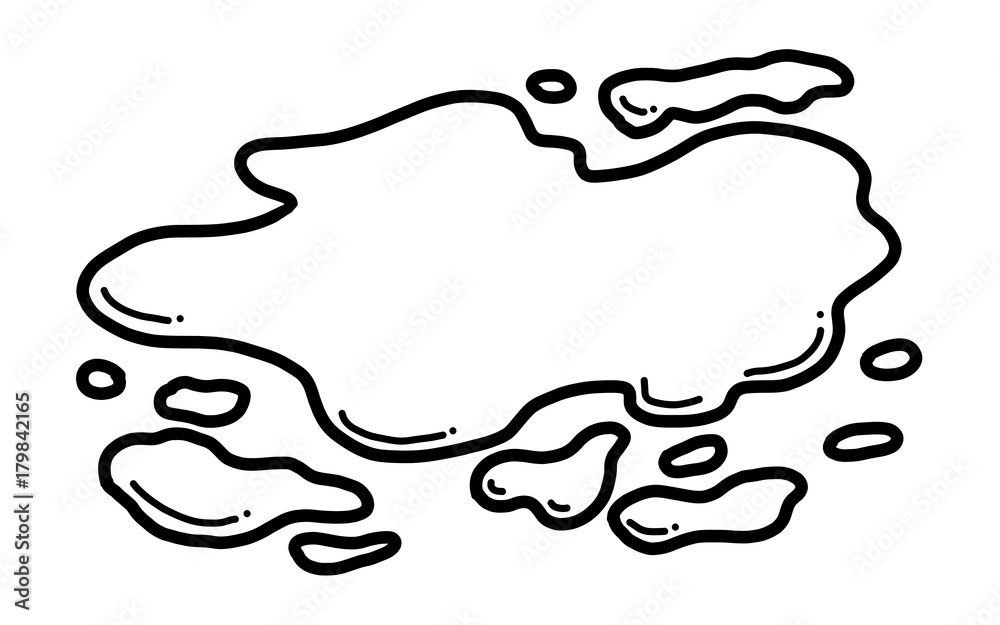 water on the floor / cartoon vector and illustration, black and white, hand drawn, sketch style, isolated on white background. water on the floor / cartoon vector and illustration, black and white, hand drawn, sketch style, isolated on white background.