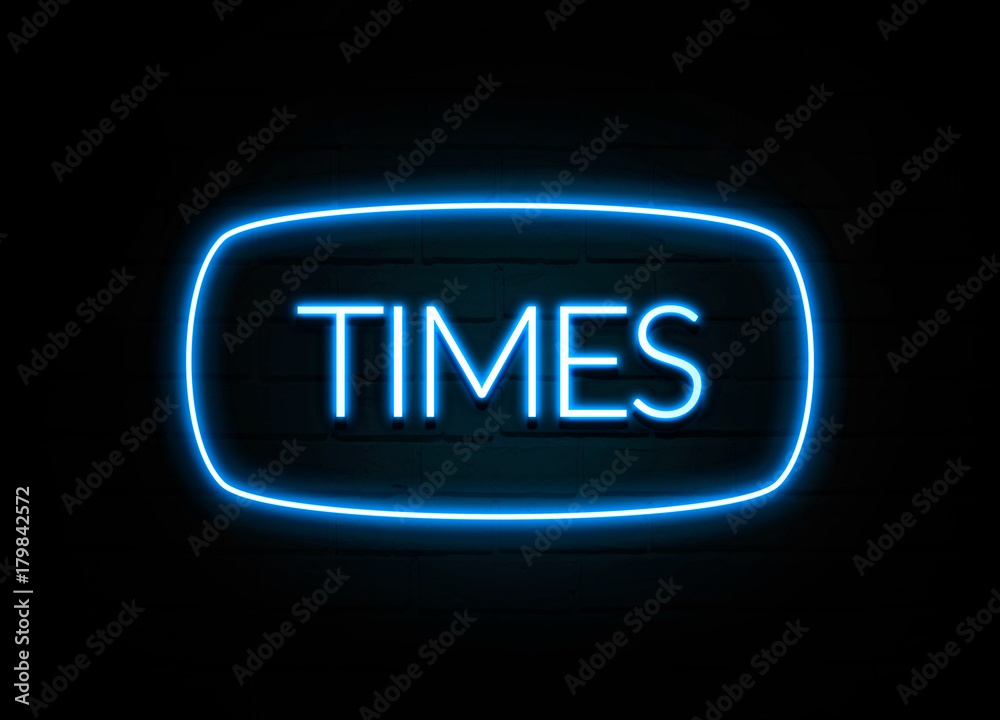 Times - colorful Neon Sign on brickwall Times - colorful Neon Sign on brickwall