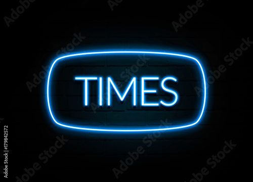 Times - colorful Neon Sign on brickwall