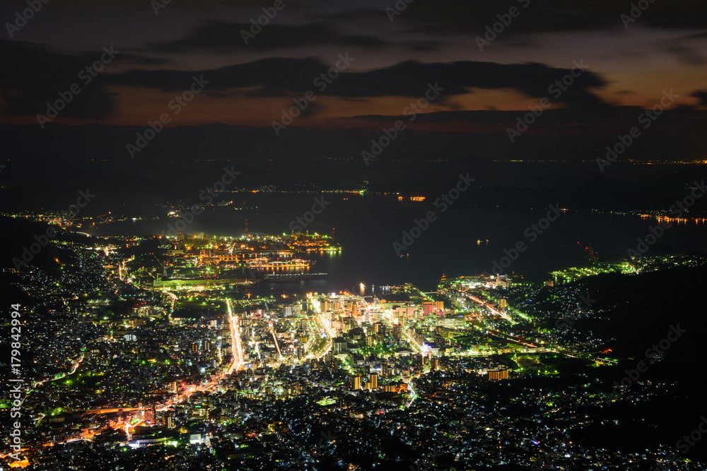 広島　呉の夜景　灰ヶ峰からの眺め