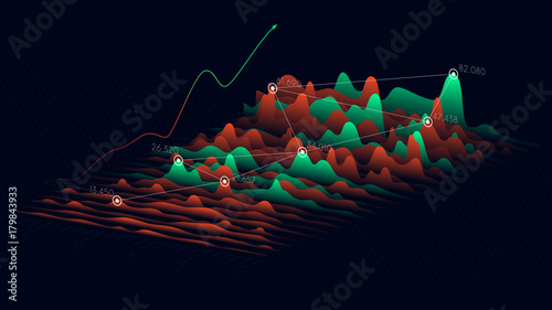 Business analytics and financial technology concept, Vector statistics data 3D visualization