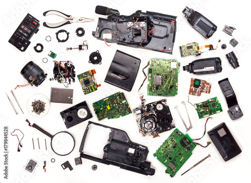 disassembled VHS video camera. photo