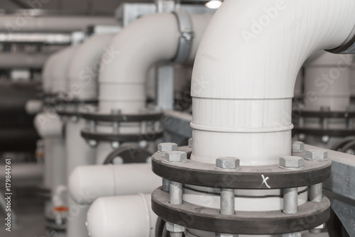 industrial pipes in the water treatment plant