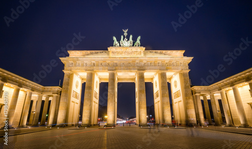 Long exposure picture of the Brandenburger Gate in Berlin during blue hour