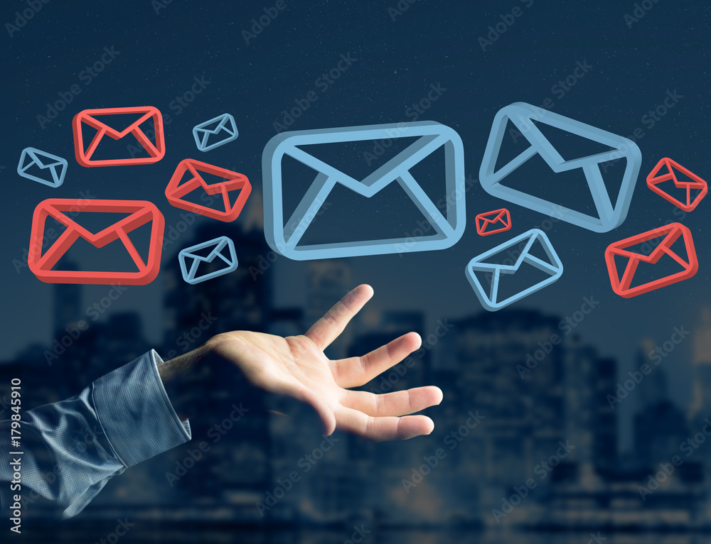 Approved email and spam message displayed on a futuristic interface - Message and internet concept Approved email and spam message displayed on a futuristic interface - Message and internet concept