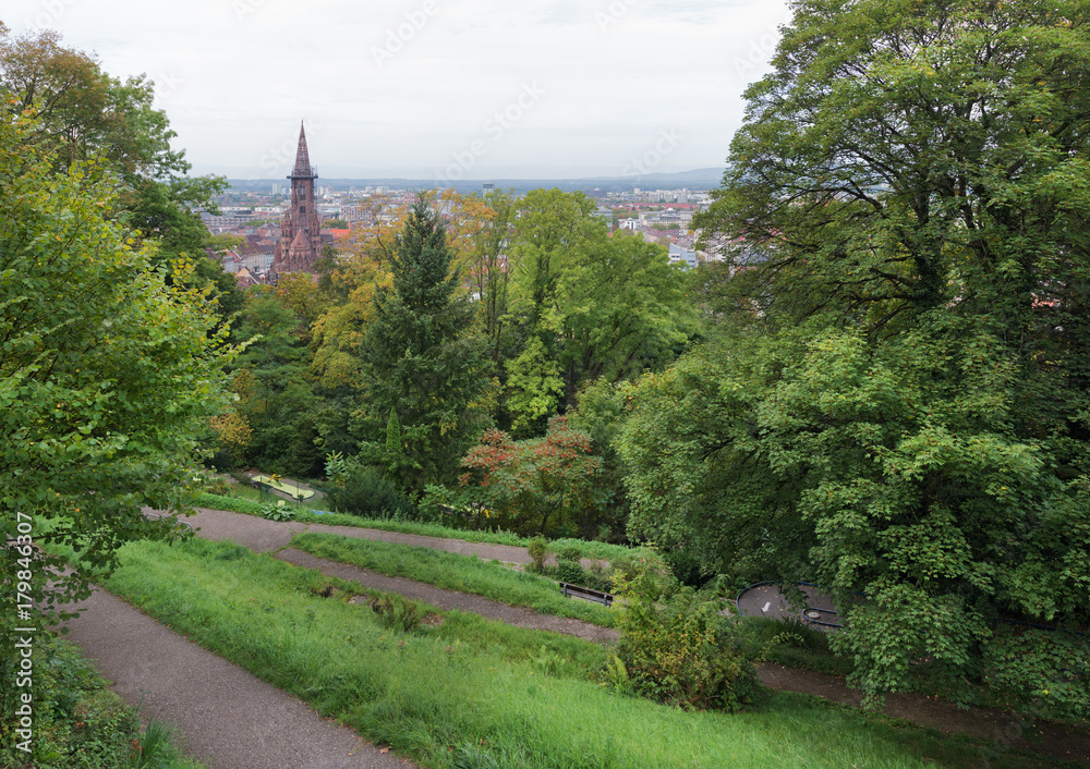 View to Freiburg im Breisgau from the slope of Schlossberg