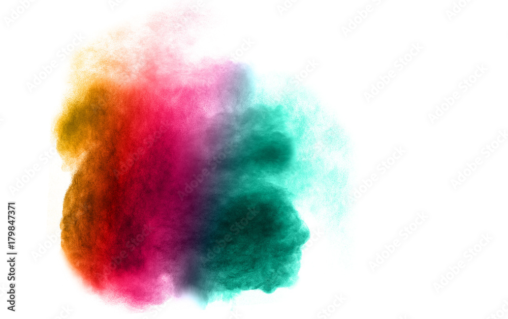 abstract color powder explosion on white background.Freeze motion of color powder splash. abstract color powder explosion on white background.Freeze motion of color powder splash.