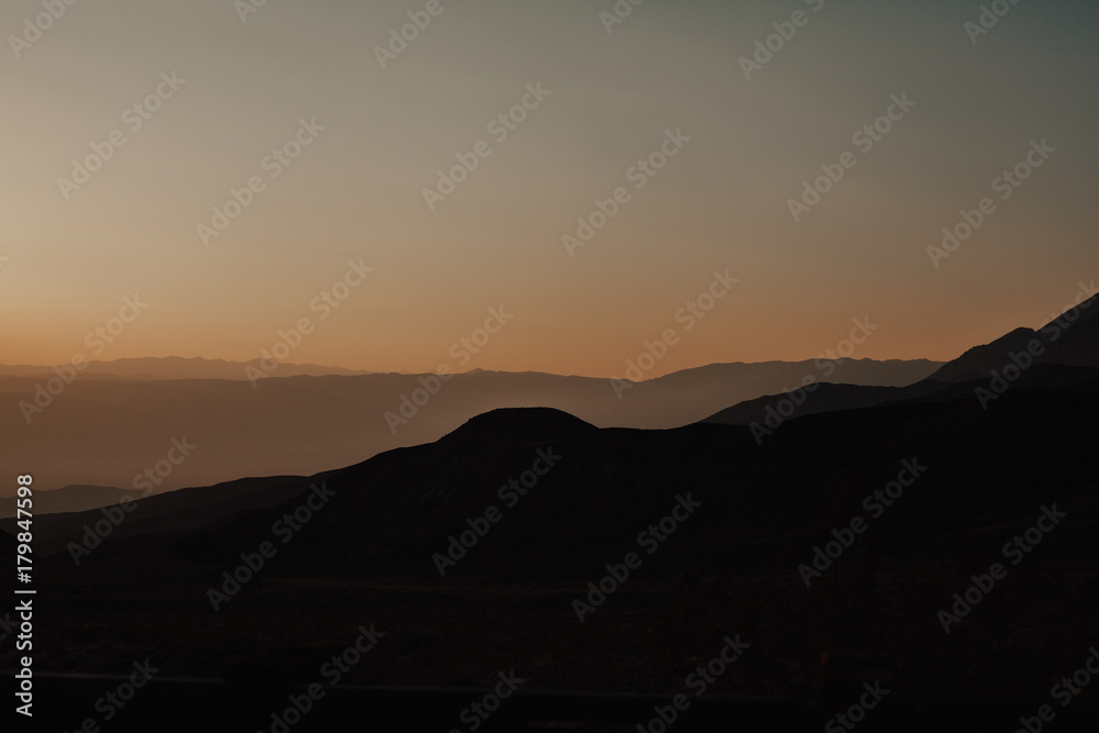 Sunset over mountains in Death Valley National Park