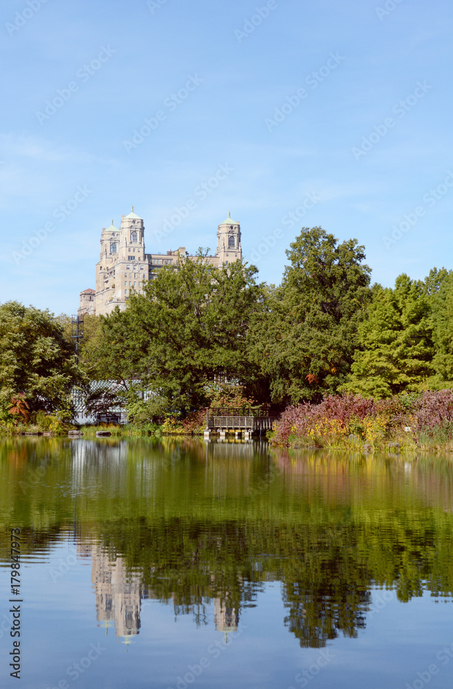 Turtle Pond, Central Park, on a sunny autumn day