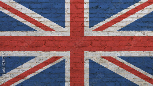 Fototapeta samoprzylepna Stary rocznik flagi brytyjskiej Wielkiej Brytanii nad murem