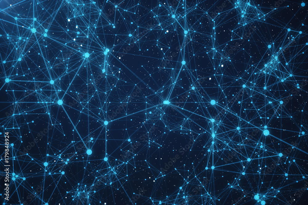 3D Rendering Abstract Connected Dots With Lines. Technology Concept Background With Stars and Nebula 3D Rendering Abstract Connected Dots With Lines. Technology Concept Background With Stars and Nebula