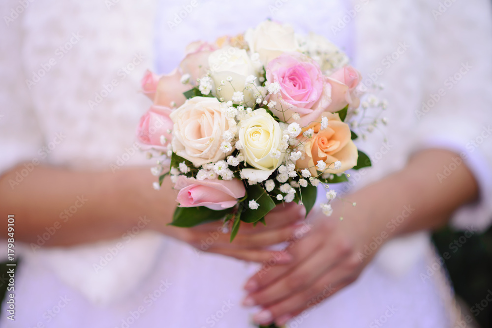 Wedding's bouquet in vintage style, soft pastel tones