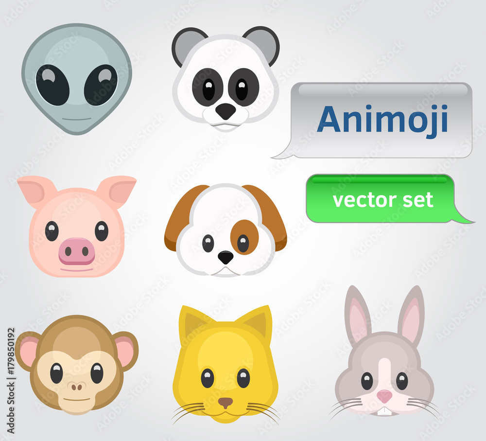 Animoji for karaoke, 7 various animal characters vector set Animoji for karaoke, 7 various animal characters vector set