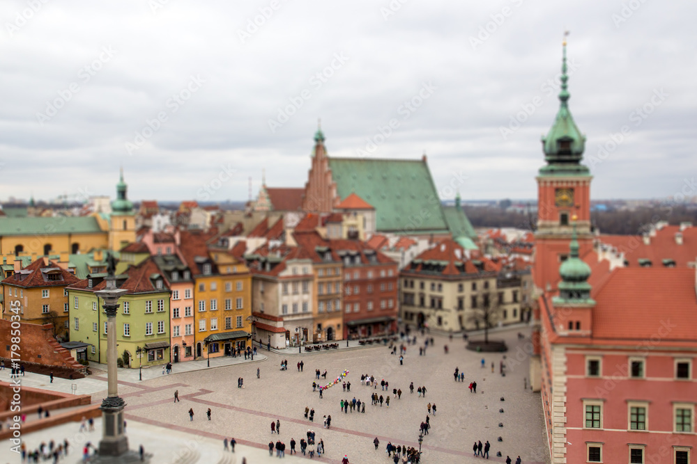 Fototapeta premium Panorama Warszawy, efekt tilt shift