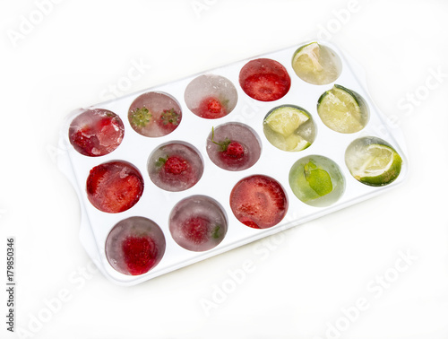 Wallpaper Mural Ice cubes with strawberries lemons and lime Torontodigital.ca