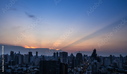 urban cityscape in twilight time and sunset light © bank215