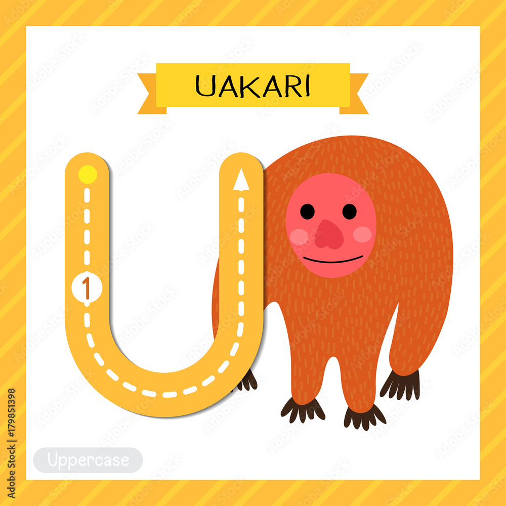 Letter U uppercase cute children colorful zoo and animals ABC alphabet ...