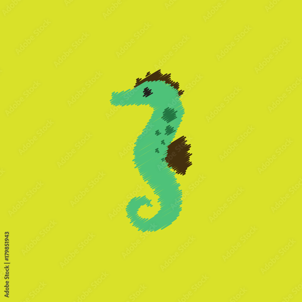 Fototapeta premium Sea Horse in Hatching style