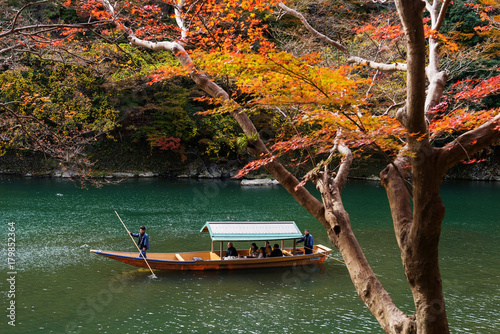 Arashiyama Boat tour at fall, Kyoto