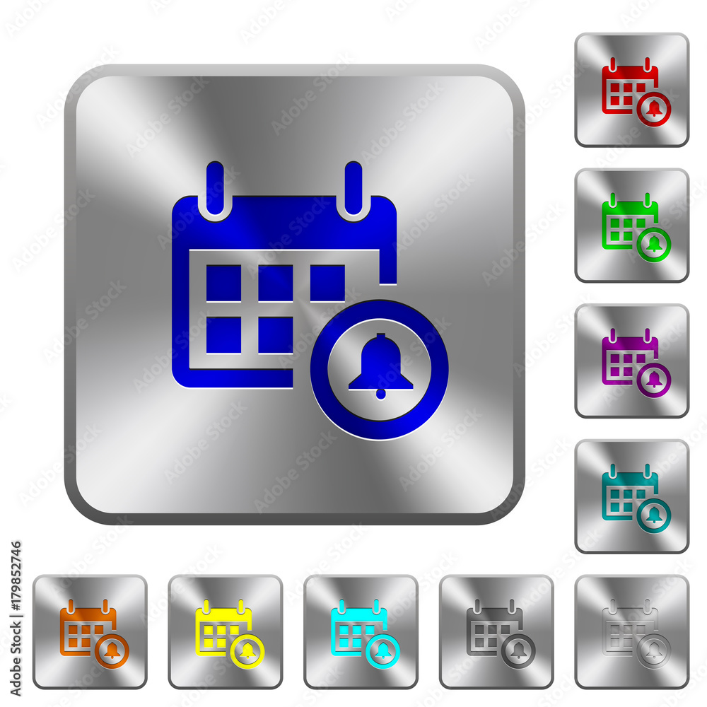 Calendar alarm rounded square steel buttons Calendar alarm rounded square steel buttons