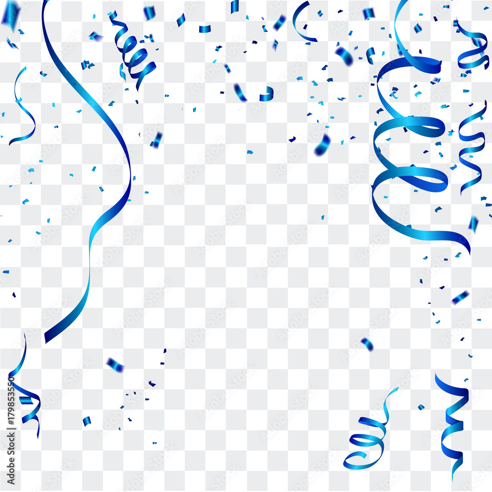 Celebration background with confetti blue. Isolated on white background. Vector Illustration, - obrazy, fototapety, plakaty 