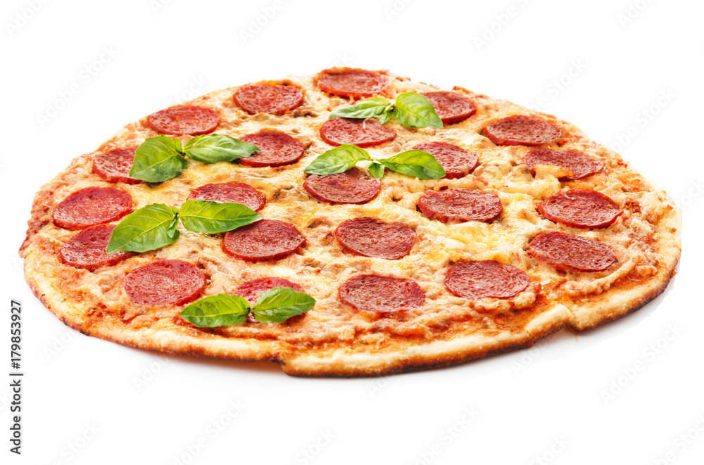 Pepperoni Pizza, isolated on white background