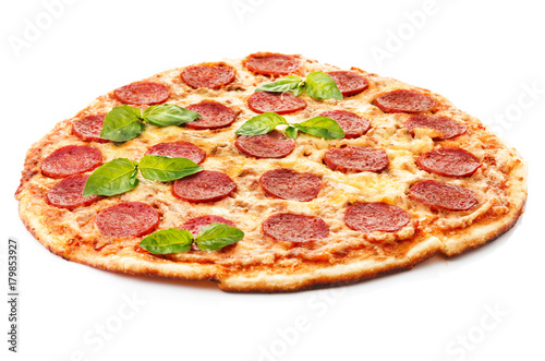 Pepperoni Pizza, isolated on white background