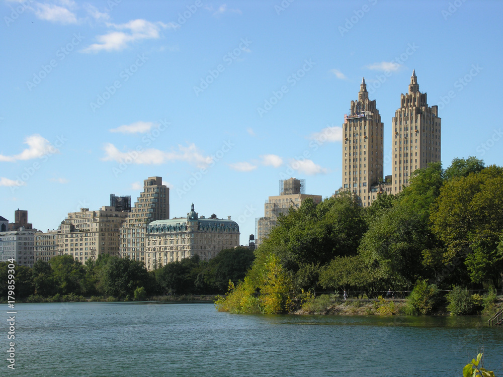 Upper West Side Skyline from Central Park in the summer, New York City