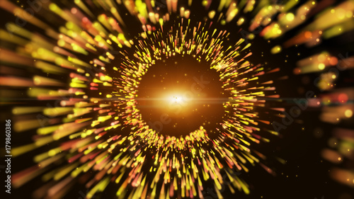 yellow gold helix shape particle, Trails of Light.