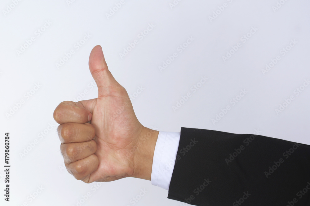 Photo image of businessman hand thumb up isolated on white Photo image of businessman hand thumb up isolated on white