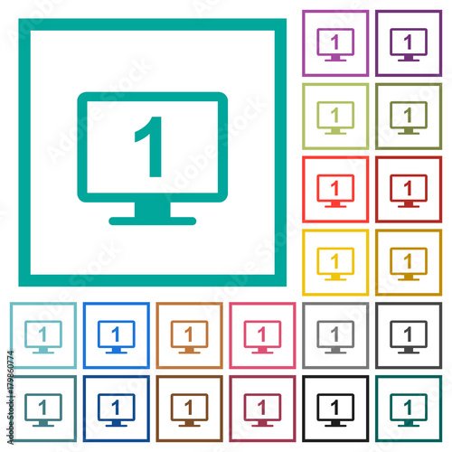 Primary display flat color icons with quadrant frames