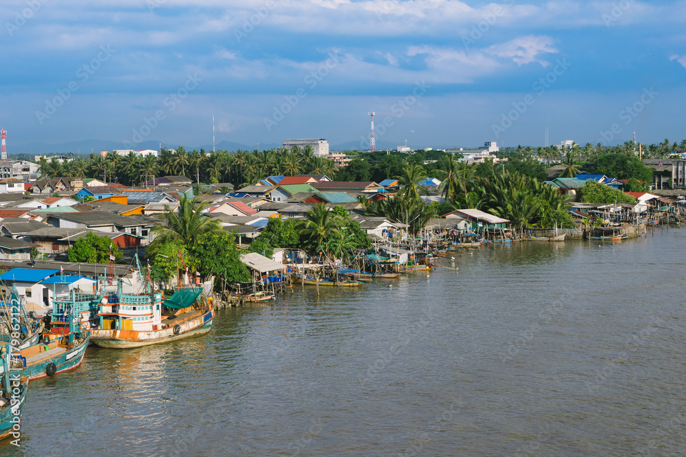 The fishing boat at a berth in Pattani, Thailand.