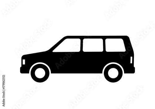 Black car vector icon, isolated object on white background