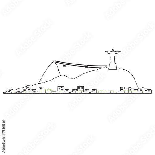 Rio de Janeiro cityscape isolated on white background, Vector illustration