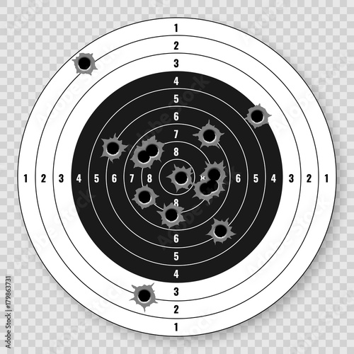 vector rifle target with bullet holes
