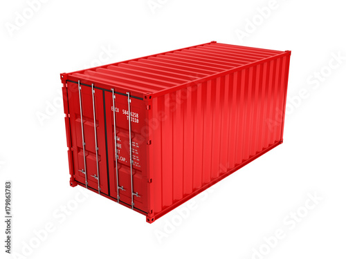 Cargo shipping container without shadow on white background 3d