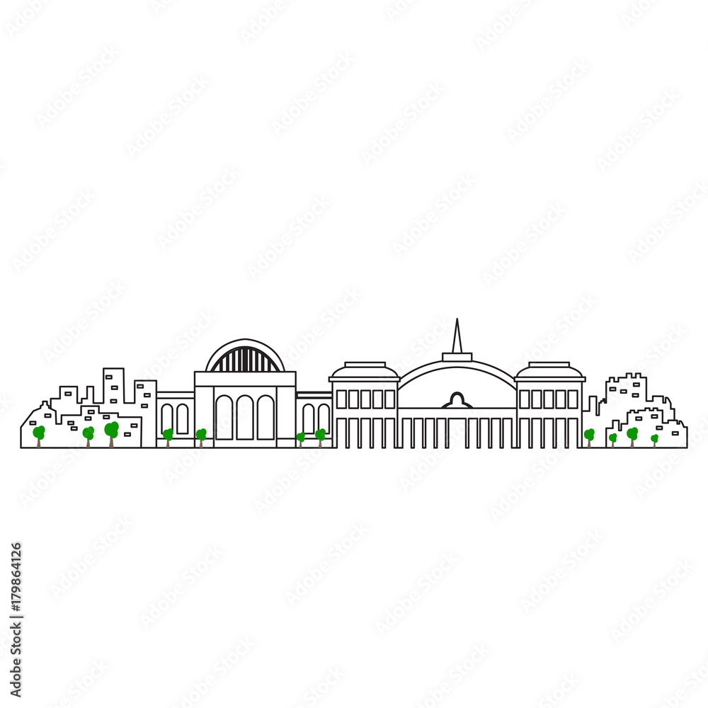Madrid cityscape isolated on white background, Vector illustration