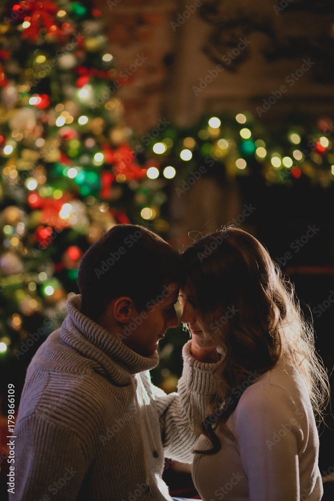 Couple celebrates new year/Christmas