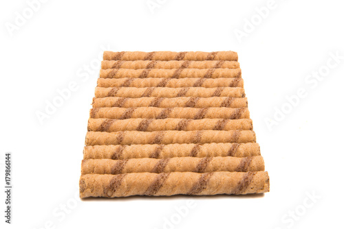 wafer rolls with chocolate isolated