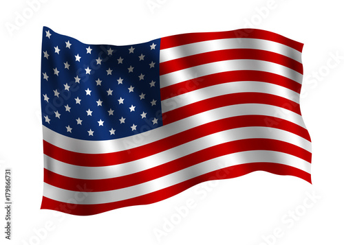 USA flag isolated on white background vector illustration