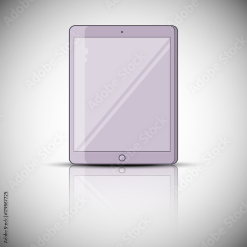 Tablet PC vector illustration with reflection, vector illustration design. photo