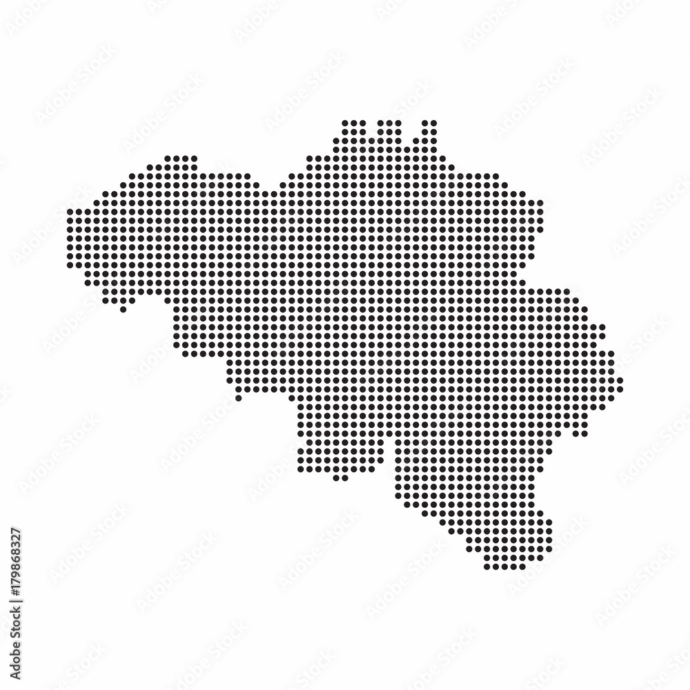 Belgium country map made from abstract halftone dot pattern