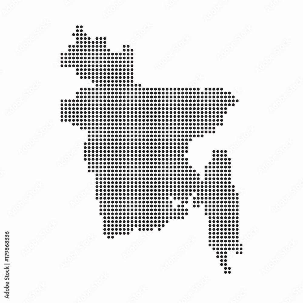 Bangladesh country map made from abstract halftone dot pattern