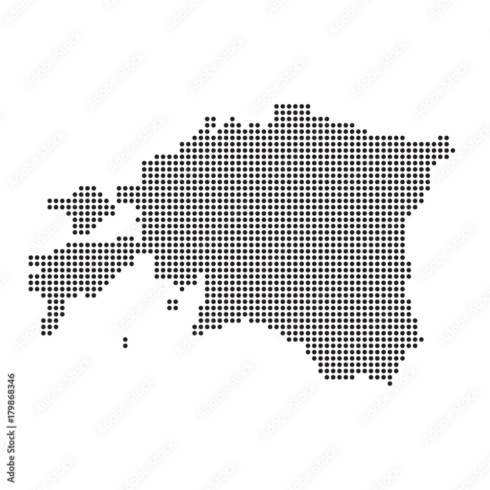 Estonia country map made from abstract halftone dot pattern