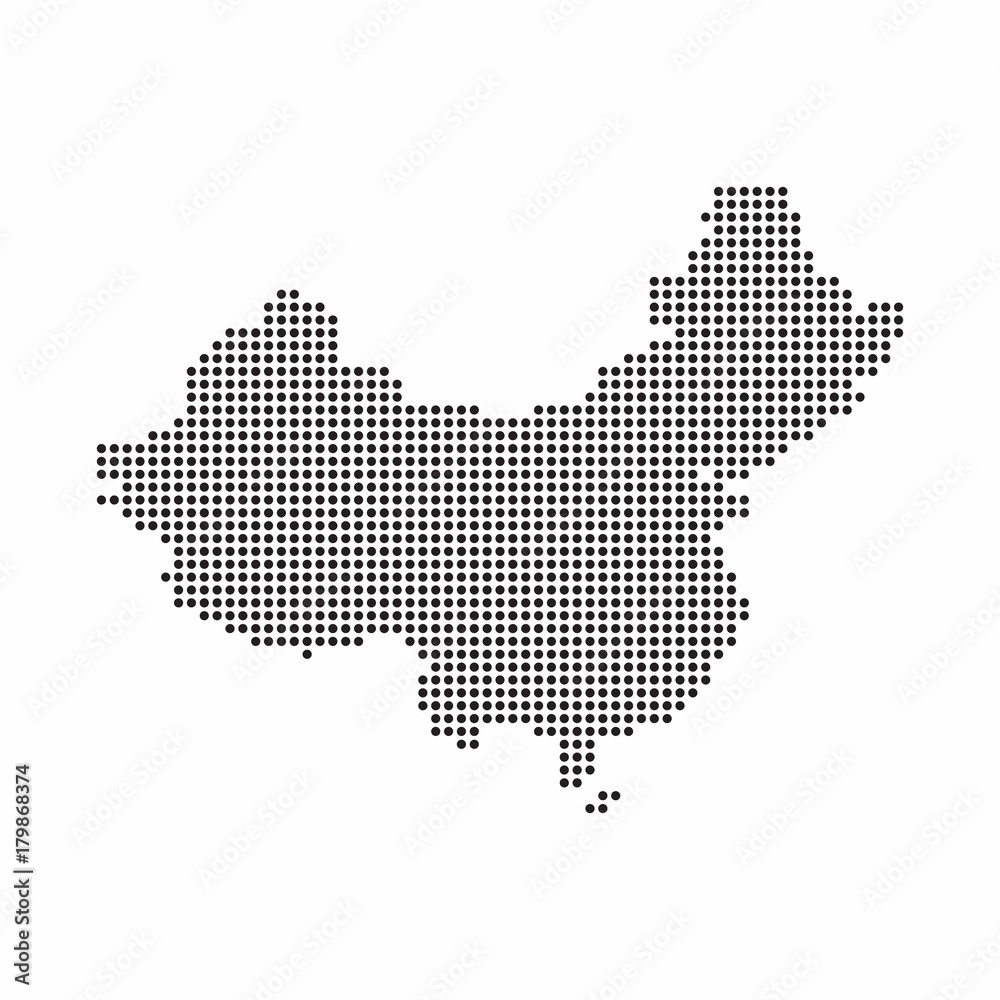 China country map made from abstract halftone dot pattern