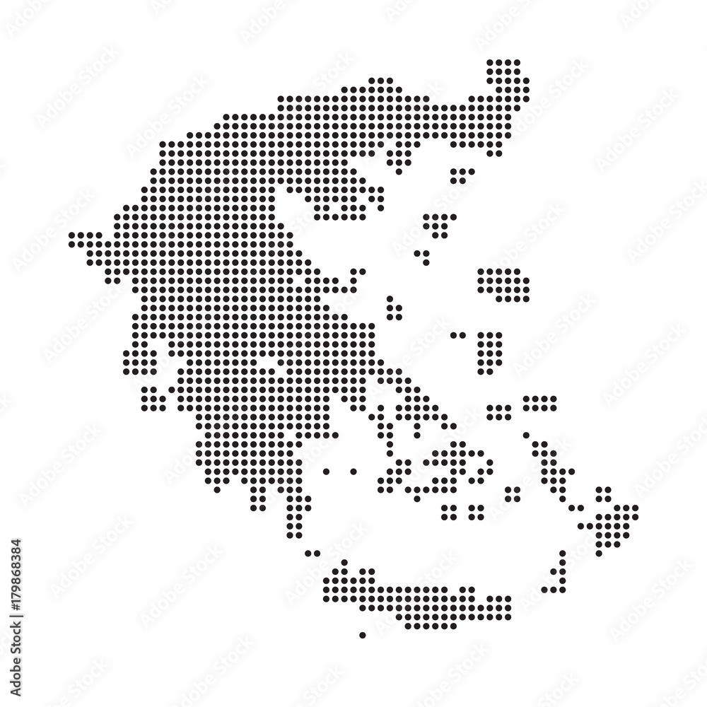 Greece country map made from abstract halftone dot pattern