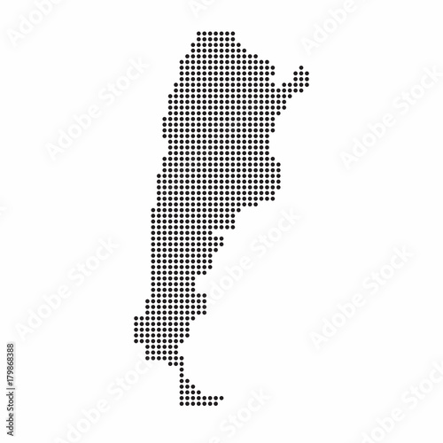Argentina country map made from abstract halftone dot pattern
